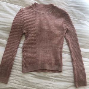 Topshop mock neck rubbed spring pink top
